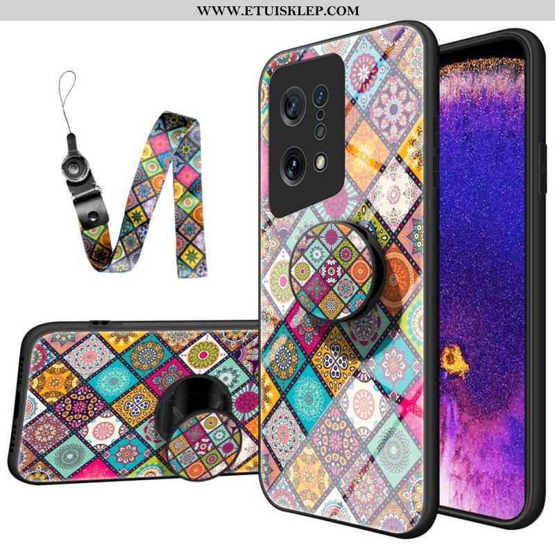 Etui do Oppo Find X5 Patchworkowy Uchwyt Magnetyczny